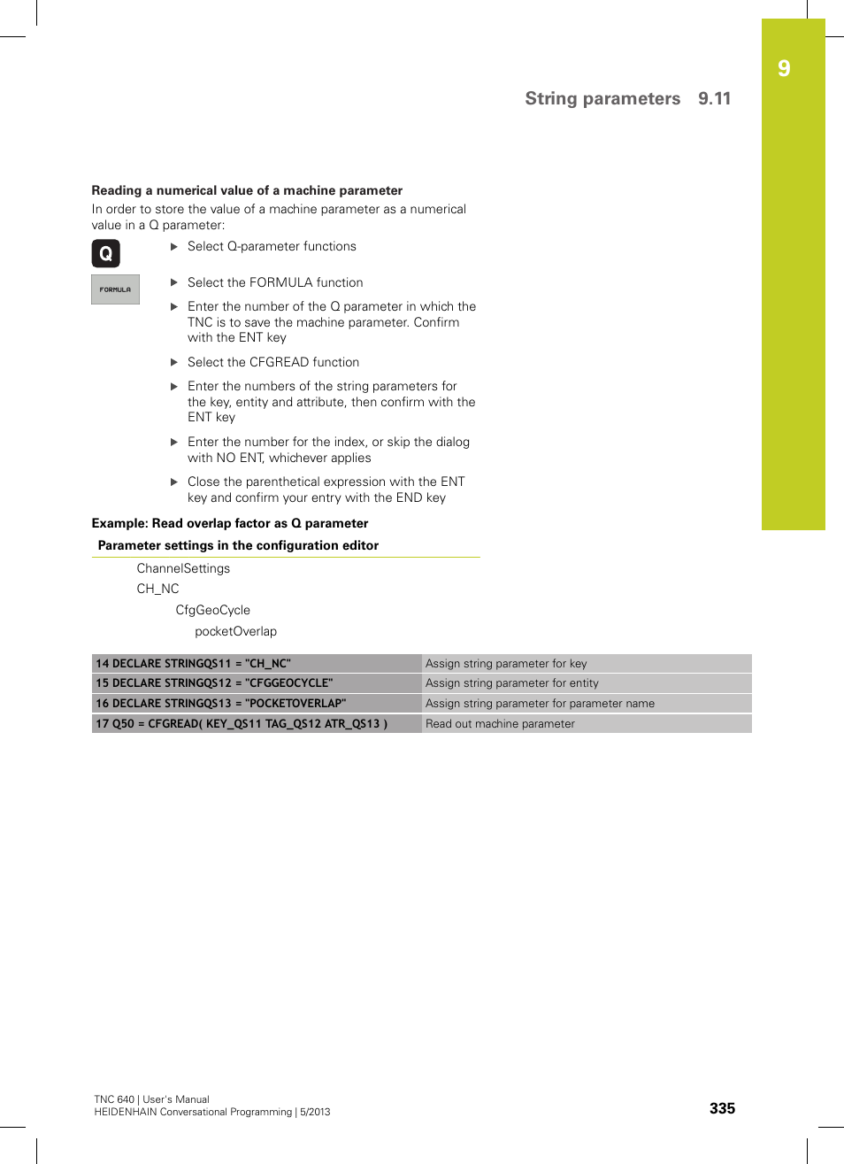 String parameters 9.11 | HEIDENHAIN TNC 640 (34059x-02) User Manual | Page 335 / 662