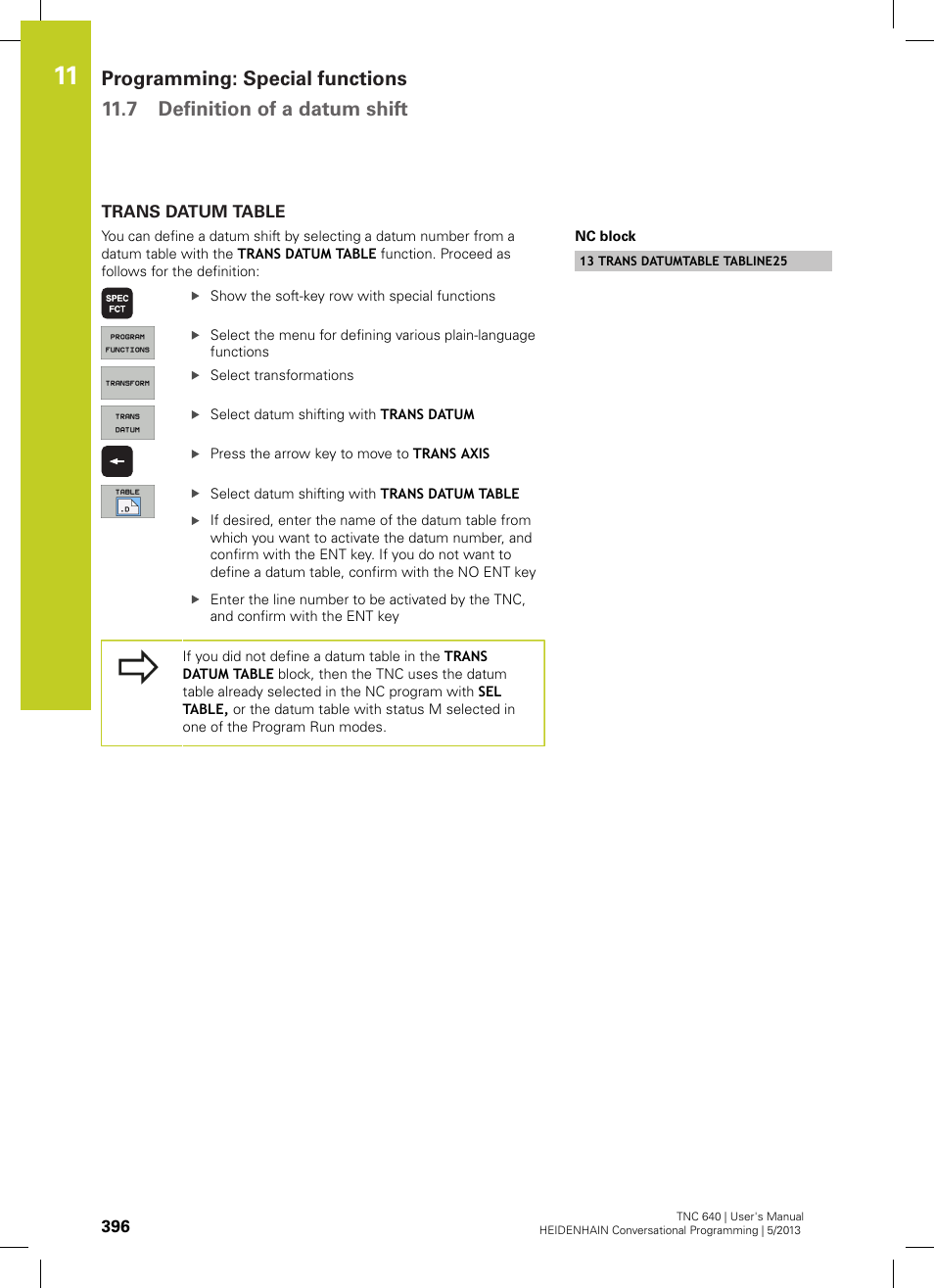 Trans datum table | HEIDENHAIN TNC 640 (34059x-02) User Manual | Page 396 / 662