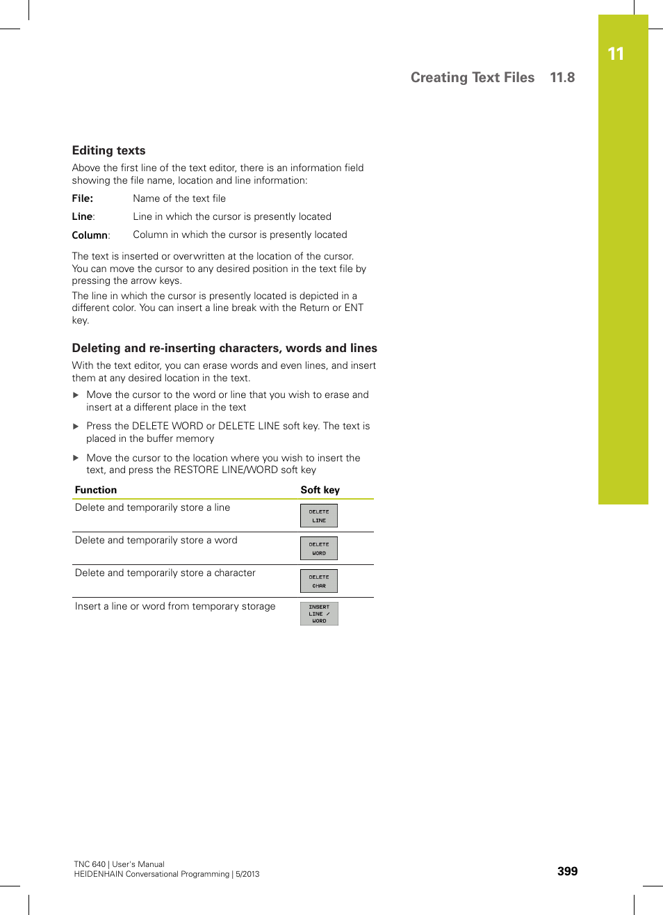 Editing texts, Creating text files 11.8 | HEIDENHAIN TNC 640 (34059x-02) User Manual | Page 399 / 662