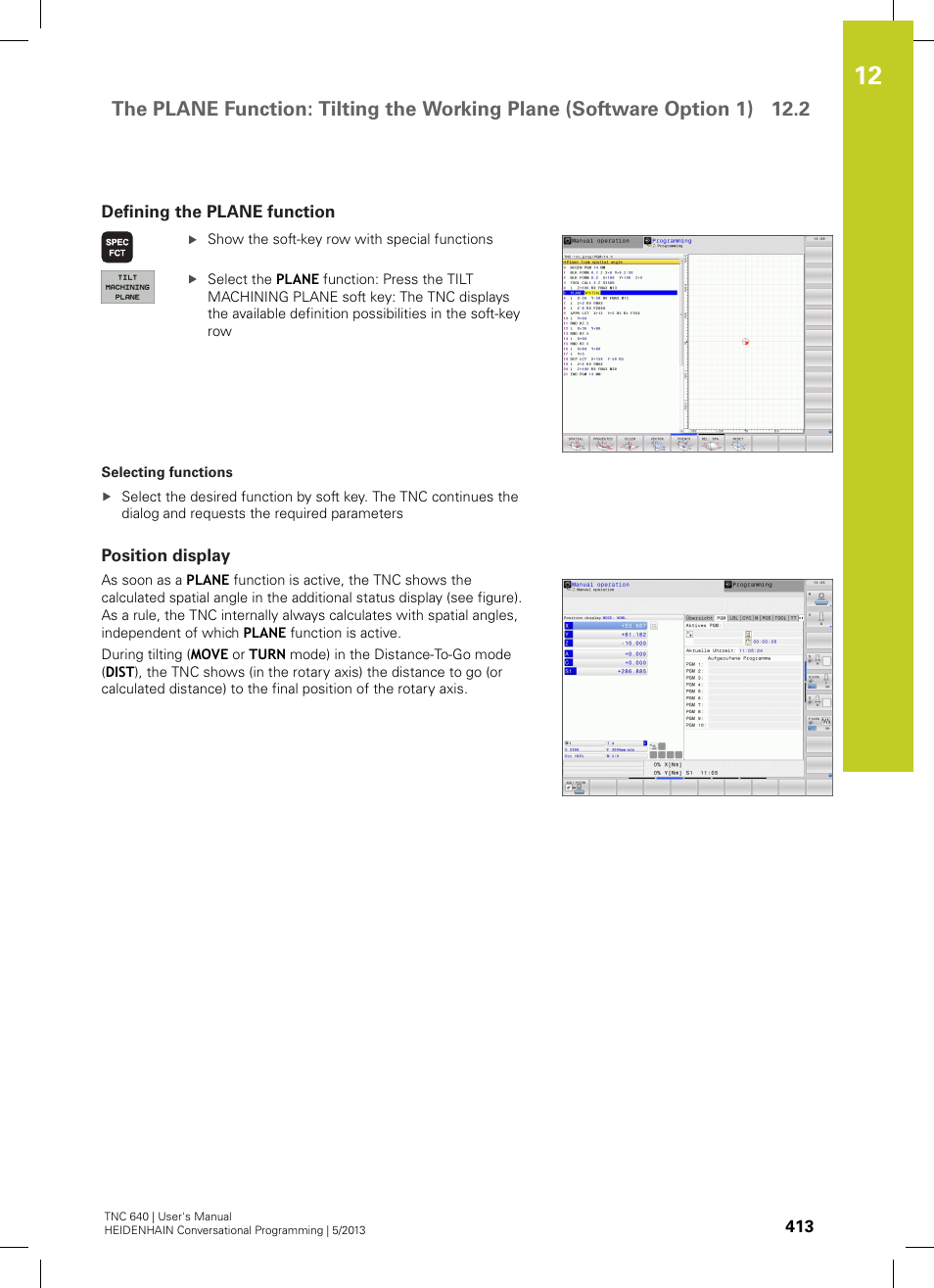 Defining the plane function, Position display | HEIDENHAIN TNC 640 (34059x-02) User Manual | Page 413 / 662