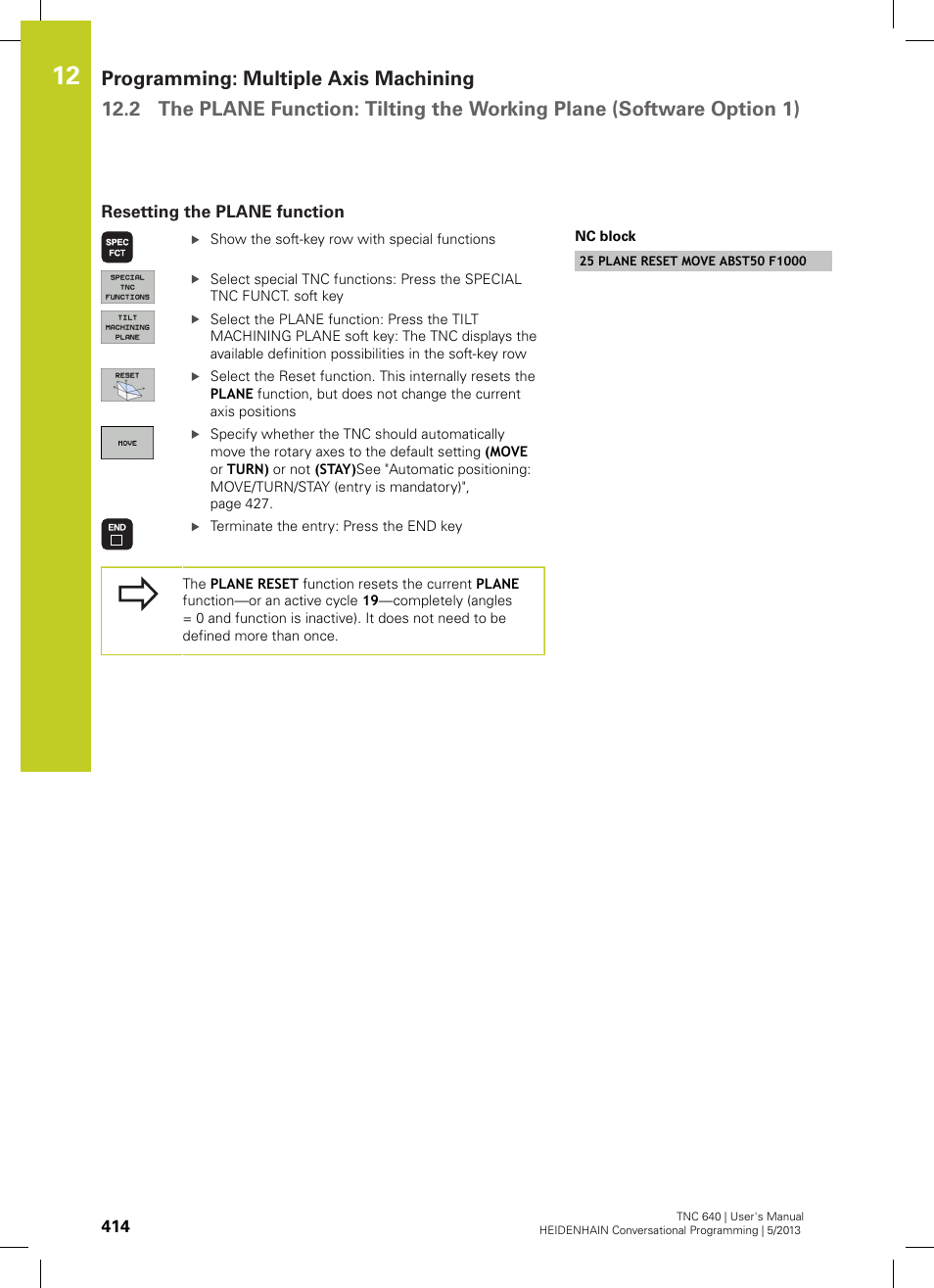 Resetting the plane function | HEIDENHAIN TNC 640 (34059x-02) User Manual | Page 414 / 662