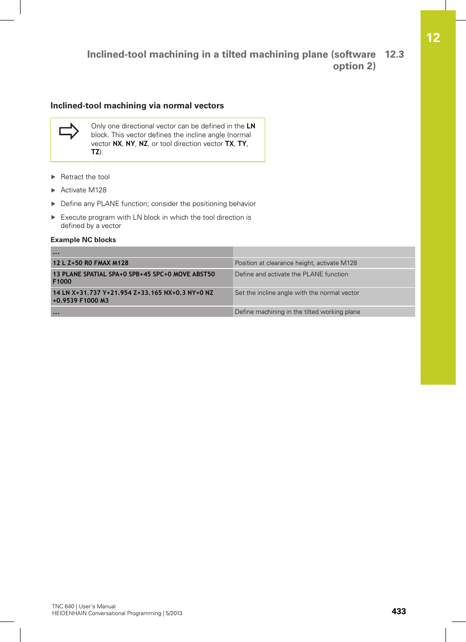 Inclined-tool machining via normal vectors | HEIDENHAIN TNC 640 (34059x-02) User Manual | Page 433 / 662