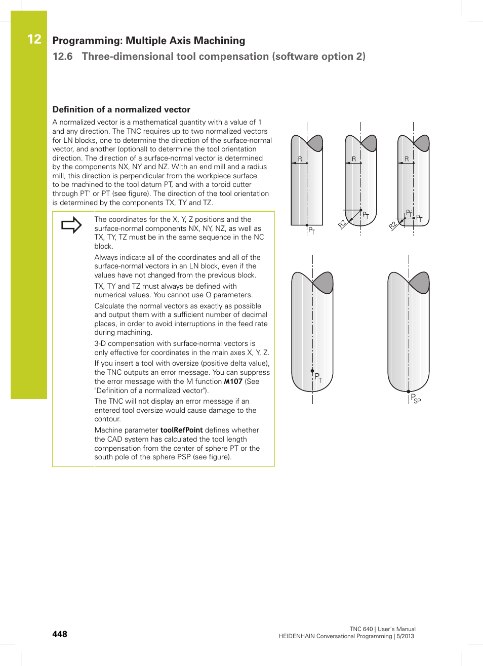 Definition of a normalized vector | HEIDENHAIN TNC 640 (34059x-02) User Manual | Page 448 / 662