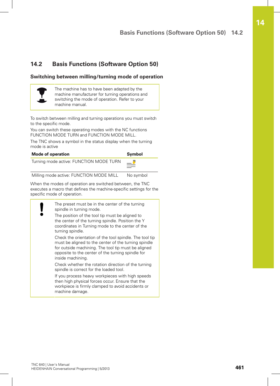2 basis functions (software option 50), Basis functions (software option 50) | HEIDENHAIN TNC 640 (34059x-02) User Manual | Page 461 / 662