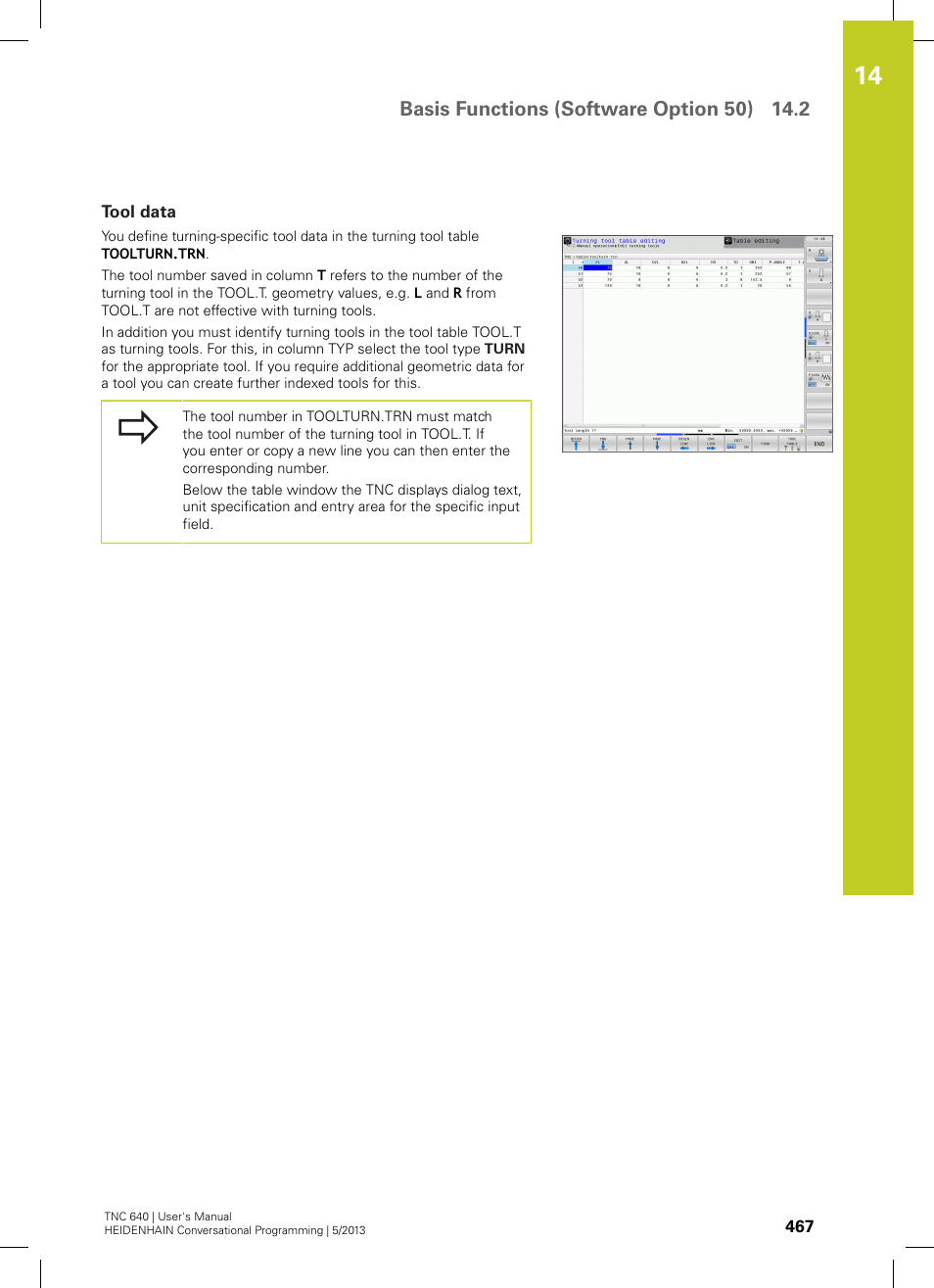 Tool data | HEIDENHAIN TNC 640 (34059x-02) User Manual | Page 467 / 662