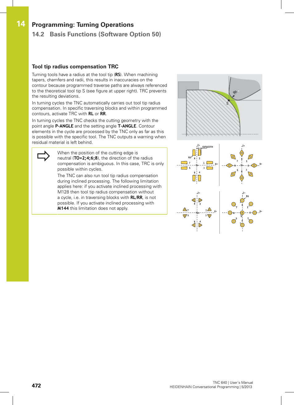 Tool tip radius compensation trc | HEIDENHAIN TNC 640 (34059x-02) User Manual | Page 472 / 662