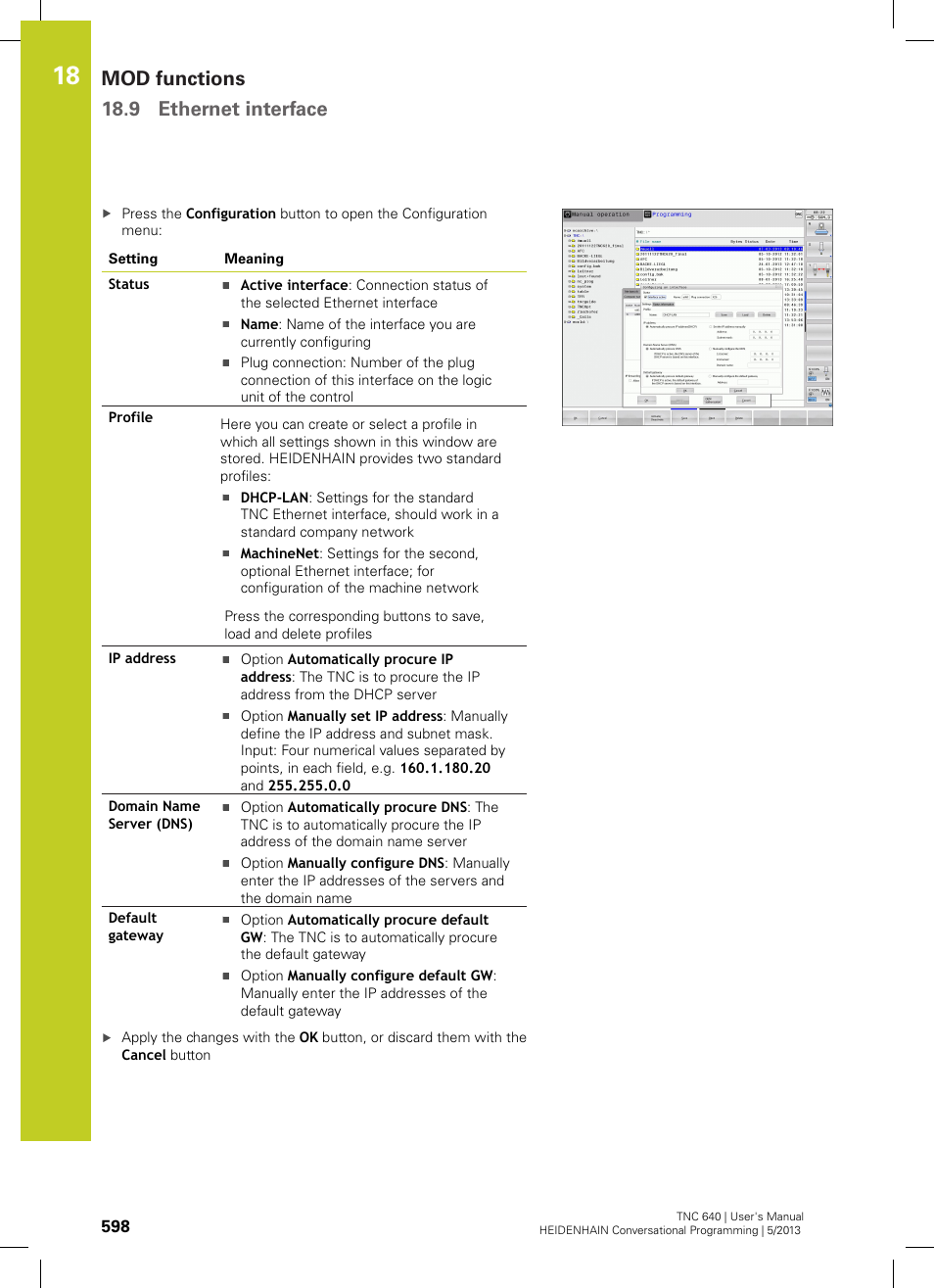 Mod functions 18.9 ethernet interface | HEIDENHAIN TNC 640 (34059x-02) User Manual | Page 598 / 662