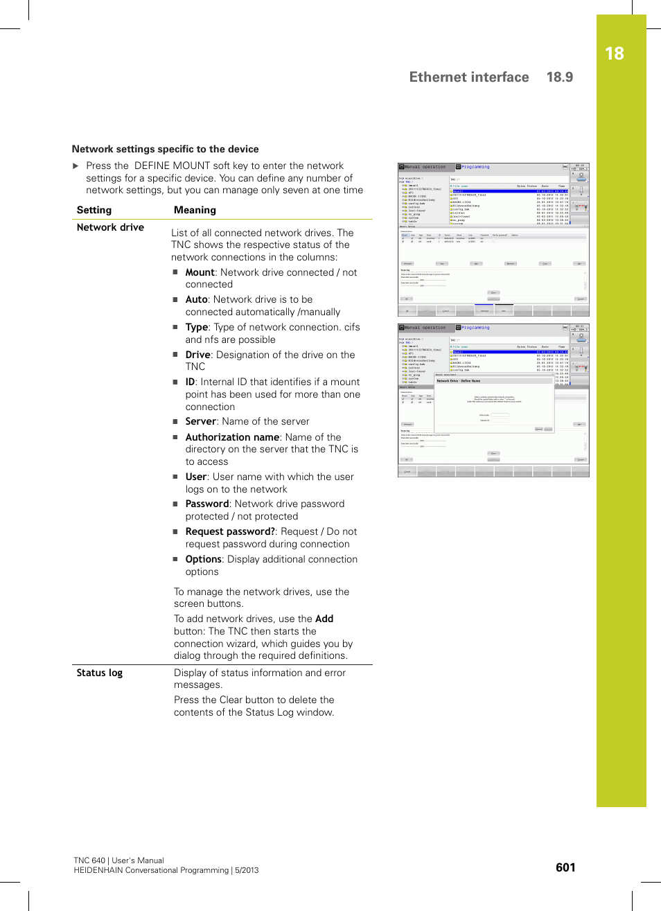Ethernet interface 18.9 | HEIDENHAIN TNC 640 (34059x-02) User Manual | Page 601 / 662