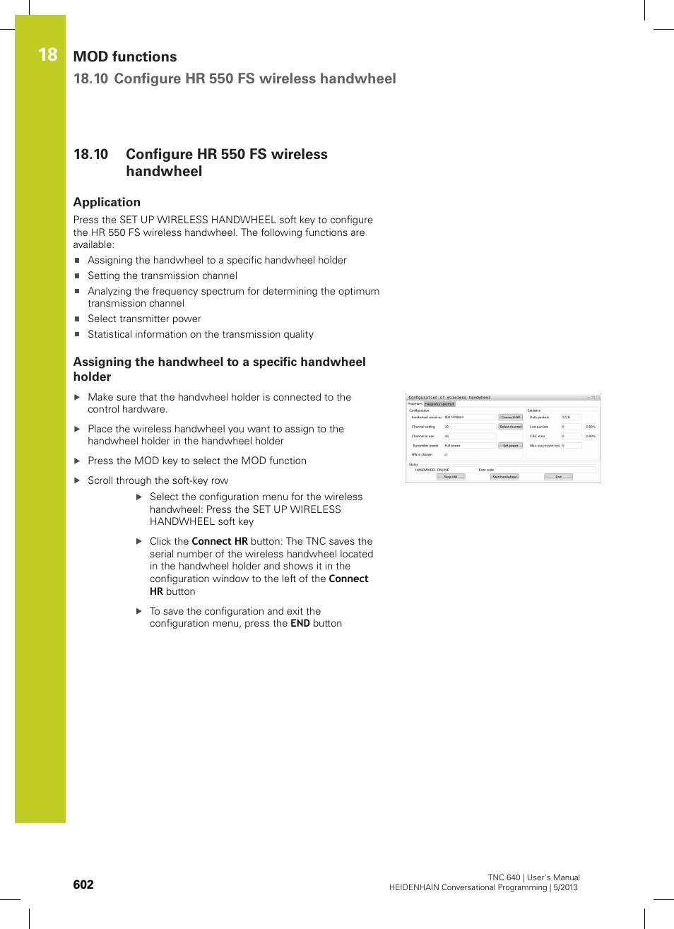 10 configure hr 550 fs wireless handwheel, Application, Configure hr 550 fs wireless handwheel | HEIDENHAIN TNC 640 (34059x-02) User Manual | Page 602 / 662