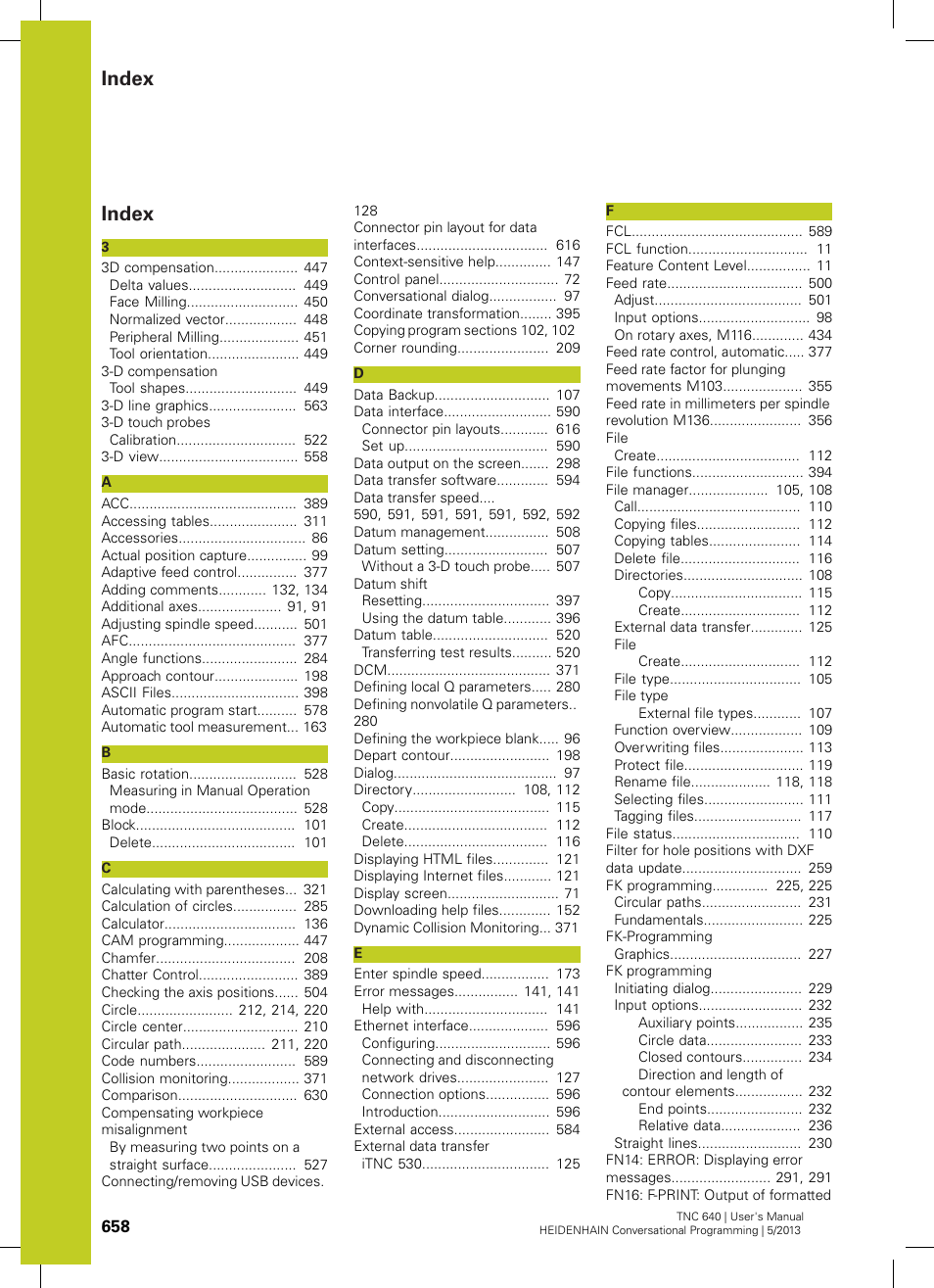 Index | HEIDENHAIN TNC 640 (34059x-02) User Manual | Page 658 / 662