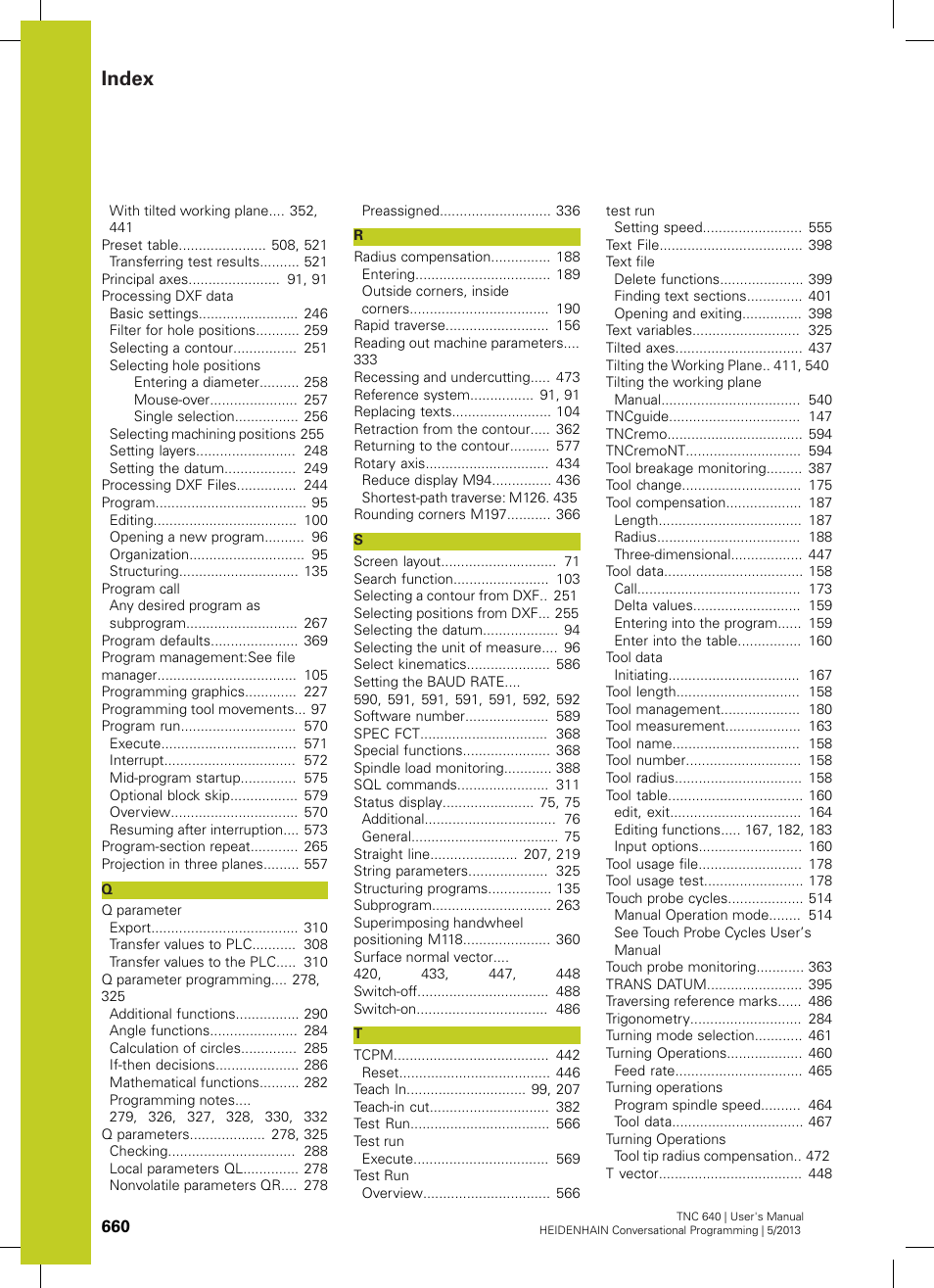 Index | HEIDENHAIN TNC 640 (34059x-02) User Manual | Page 660 / 662