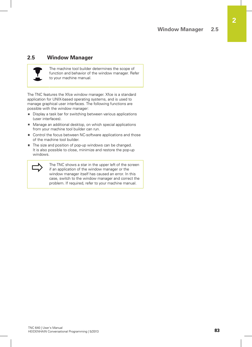 5 window manager, Window manager | HEIDENHAIN TNC 640 (34059x-02) User Manual | Page 83 / 662