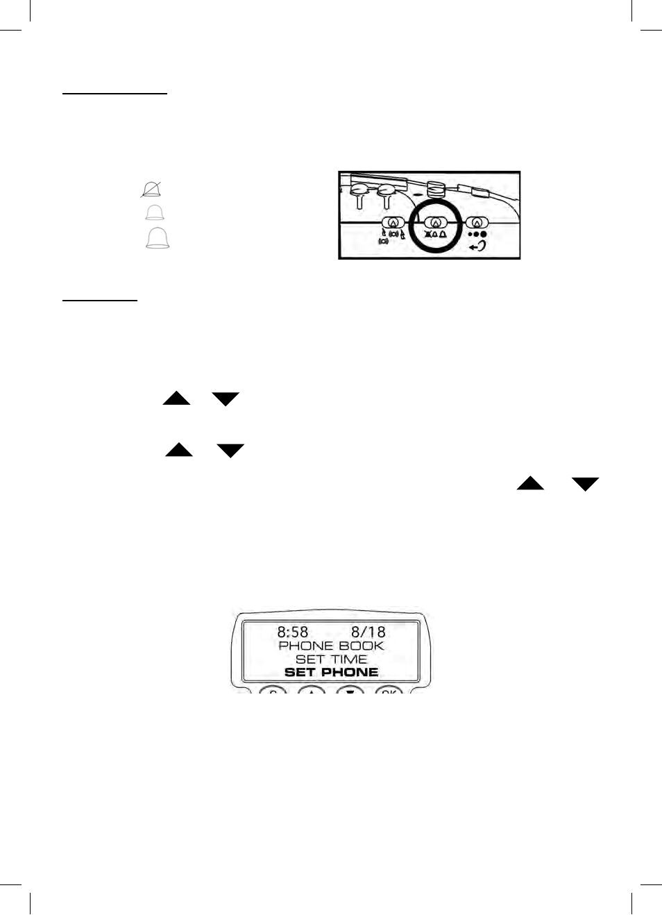 Off, : low, : hi, Programming the ringer & auxiliary alert, Strobe & optional bed shaker ring signaling | ClearSounds v407 User Manual | Page 14 / 108