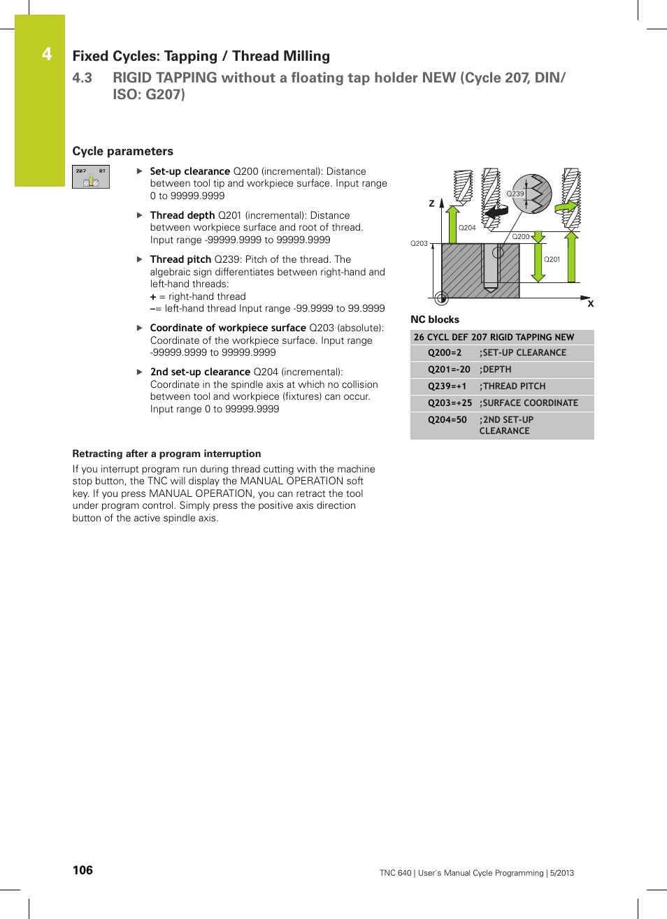 Cycle parameters, Retracting after a program interruption | HEIDENHAIN TNC 640 (34059x-02) Cycle programming User Manual | Page 106 / 581