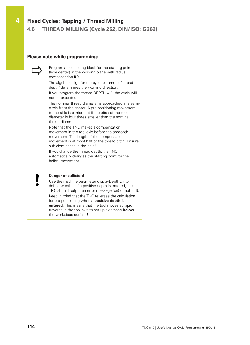 Please note while programming | HEIDENHAIN TNC 640 (34059x-02) Cycle programming User Manual | Page 114 / 581