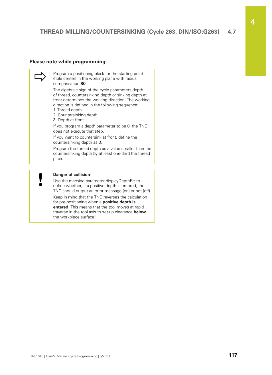 Please note while programming | HEIDENHAIN TNC 640 (34059x-02) Cycle programming User Manual | Page 117 / 581