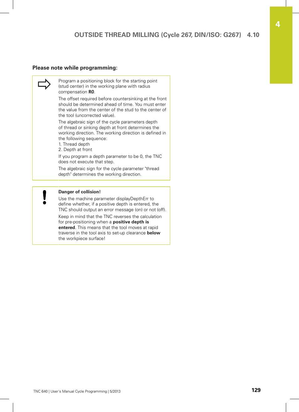 Please note while programming | HEIDENHAIN TNC 640 (34059x-02) Cycle programming User Manual | Page 129 / 581