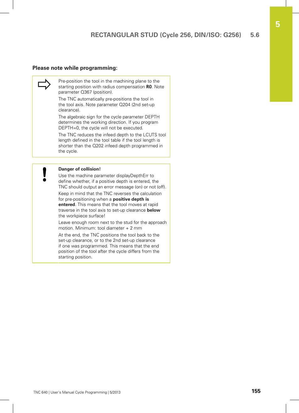 Please note while programming | HEIDENHAIN TNC 640 (34059x-02) Cycle programming User Manual | Page 155 / 581