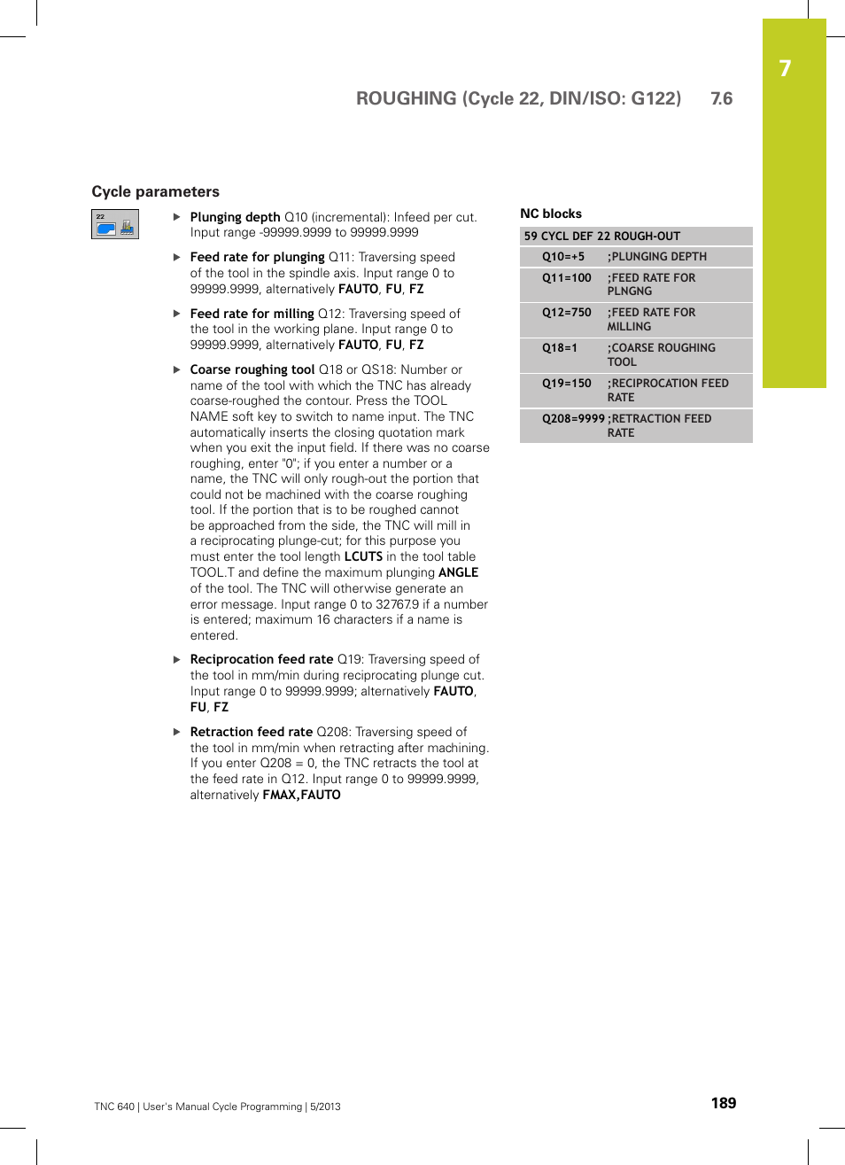 Cycle parameters | HEIDENHAIN TNC 640 (34059x-02) Cycle programming User Manual | Page 189 / 581