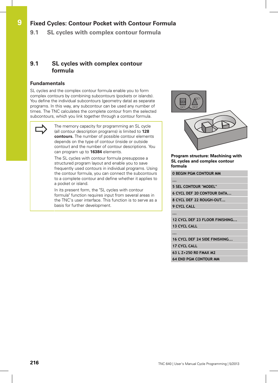 1 sl cycles with complex contour formula, Fundamentals, Sl cycles with complex contour formula | HEIDENHAIN TNC 640 (34059x-02) Cycle programming User Manual | Page 216 / 581