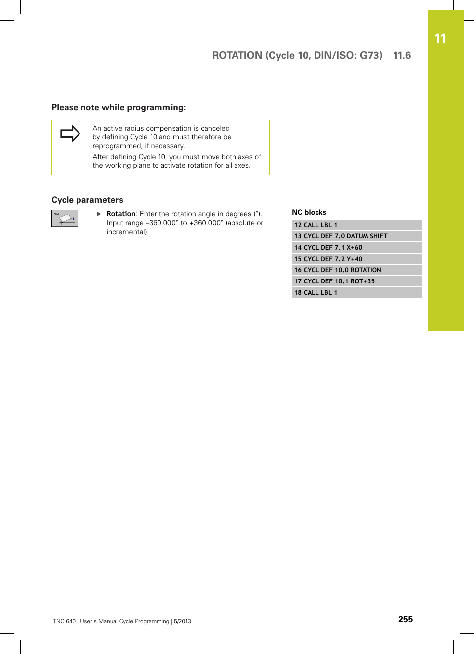 Please note while programming, Cycle parameters | HEIDENHAIN TNC 640 (34059x-02) Cycle programming User Manual | Page 255 / 581