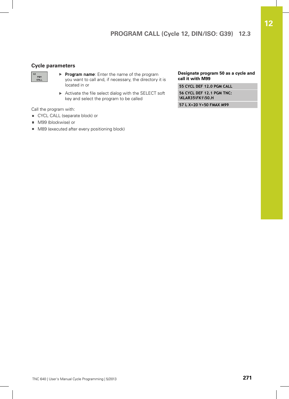 Cycle parameters | HEIDENHAIN TNC 640 (34059x-02) Cycle programming User Manual | Page 271 / 581
