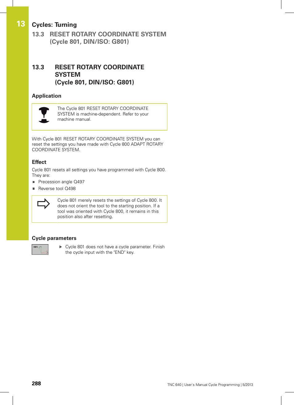 Application, Effect, Cycle parameters | HEIDENHAIN TNC 640 (34059x-02) Cycle programming User Manual | Page 288 / 581