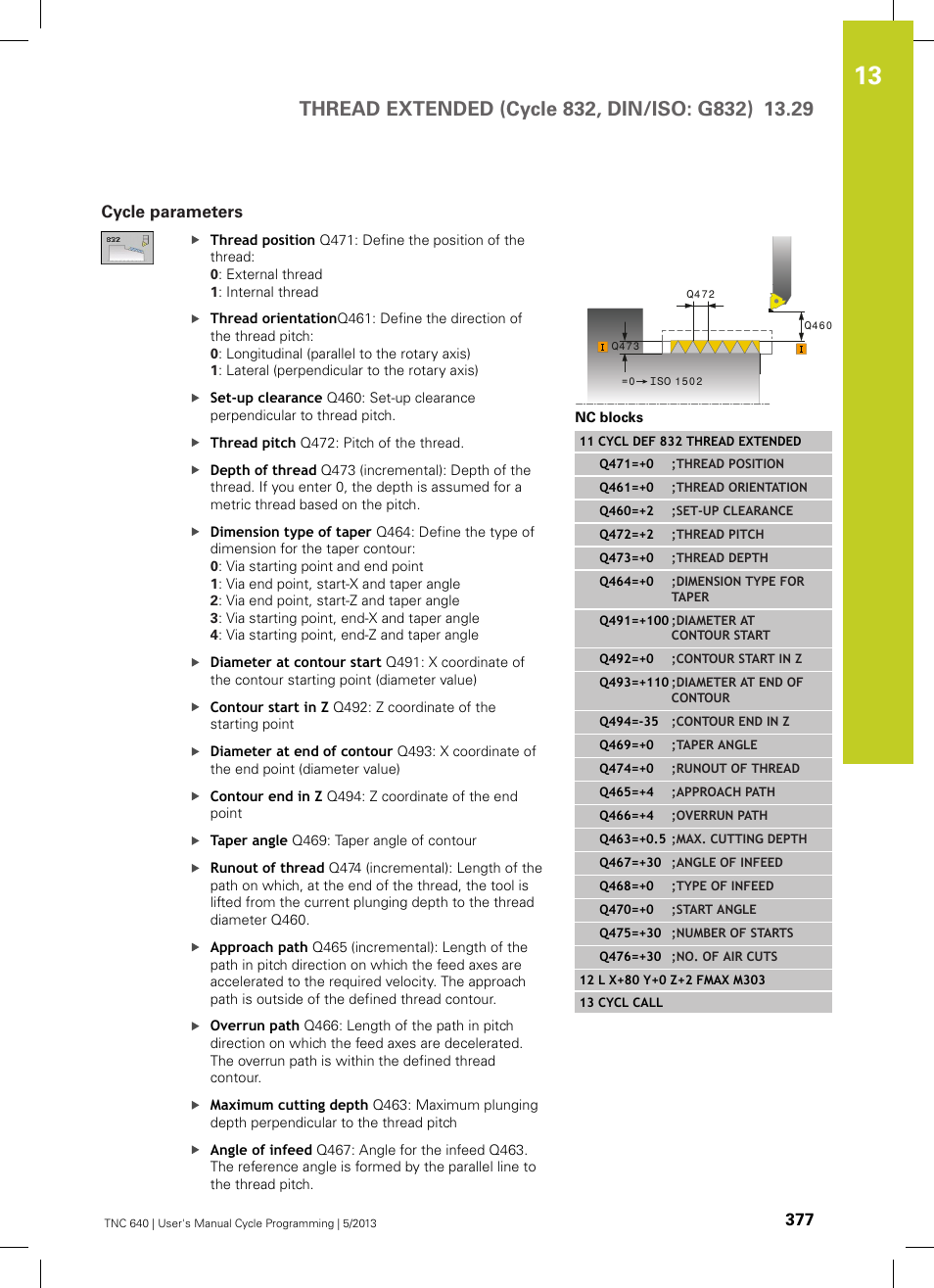 Cycle parameters | HEIDENHAIN TNC 640 (34059x-02) Cycle programming User Manual | Page 377 / 581