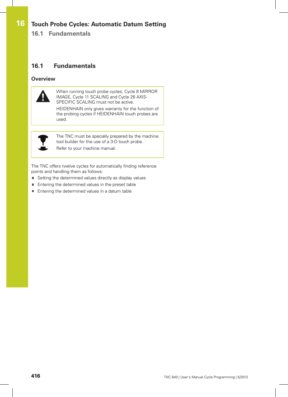 1 fundamentals, Overview, Fundamentals | HEIDENHAIN TNC 640 (34059x-02) Cycle programming User Manual | Page 416 / 581