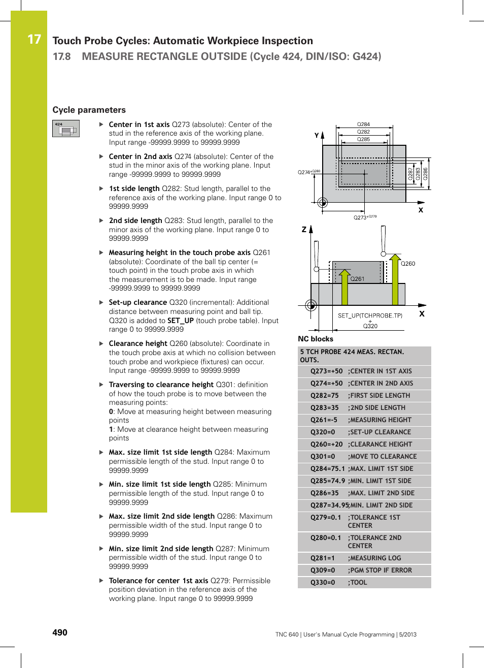 Cycle parameters | HEIDENHAIN TNC 640 (34059x-02) Cycle programming User Manual | Page 490 / 581