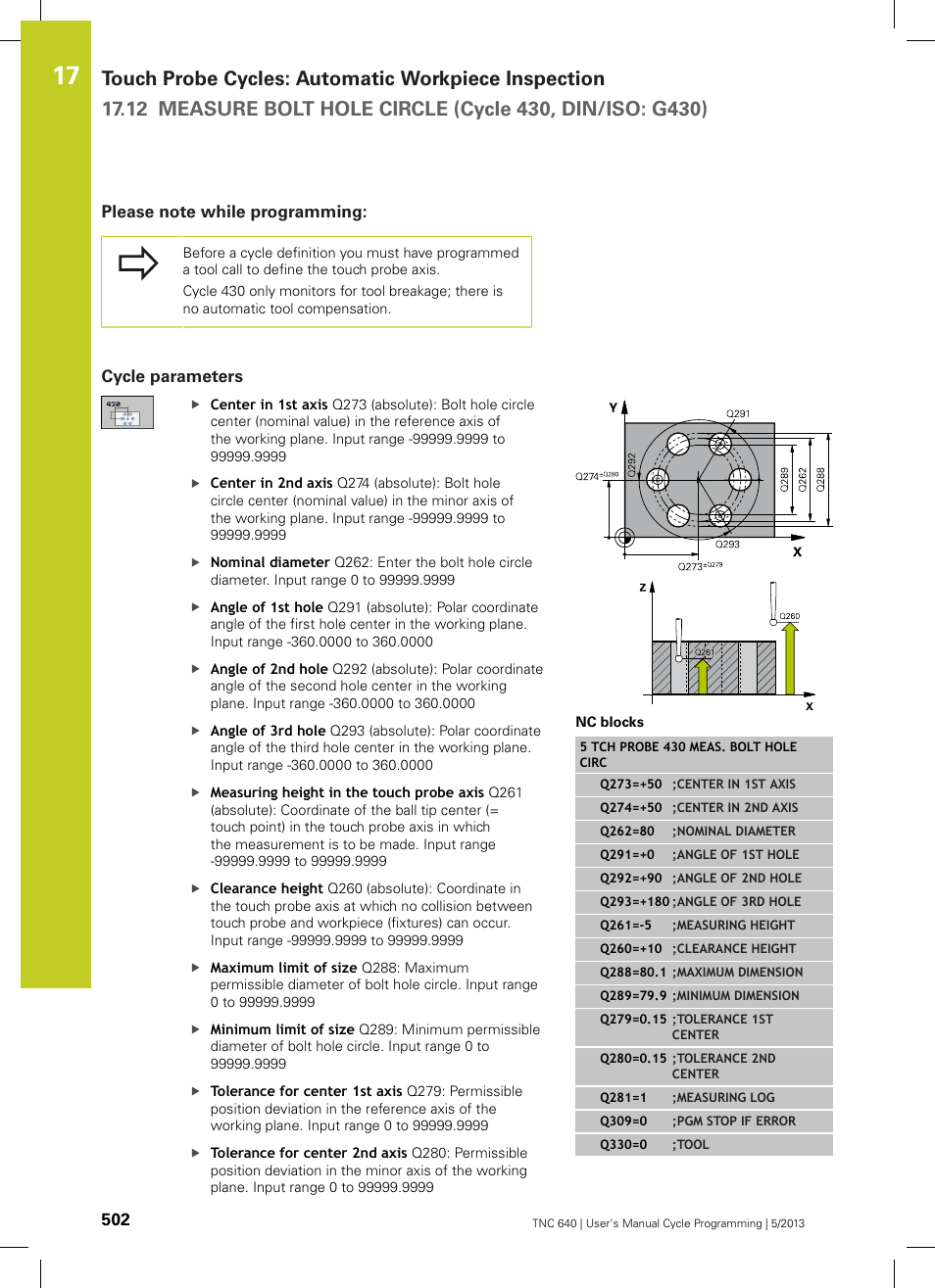 Please note while programming, Cycle parameters | HEIDENHAIN TNC 640 (34059x-02) Cycle programming User Manual | Page 502 / 581