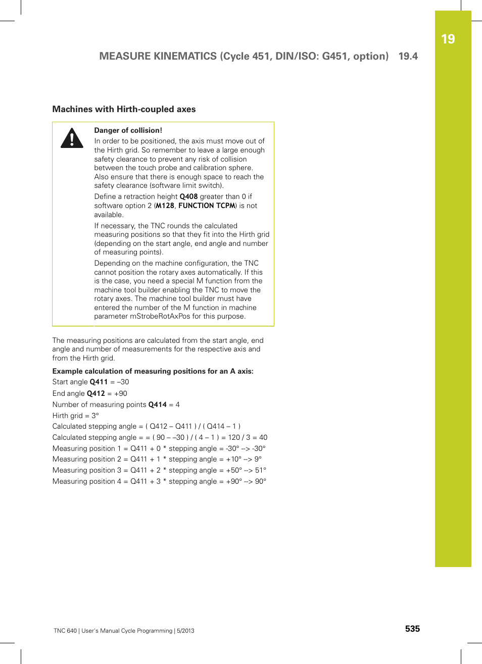 Machines with hirth-coupled axes | HEIDENHAIN TNC 640 (34059x-02) Cycle programming User Manual | Page 535 / 581