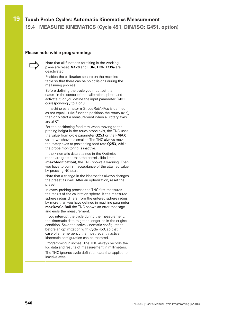 Please note while programming | HEIDENHAIN TNC 640 (34059x-02) Cycle programming User Manual | Page 540 / 581