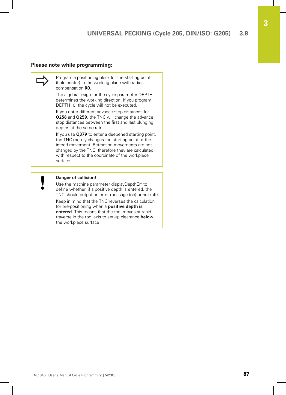 Please note while programming | HEIDENHAIN TNC 640 (34059x-02) Cycle programming User Manual | Page 87 / 581