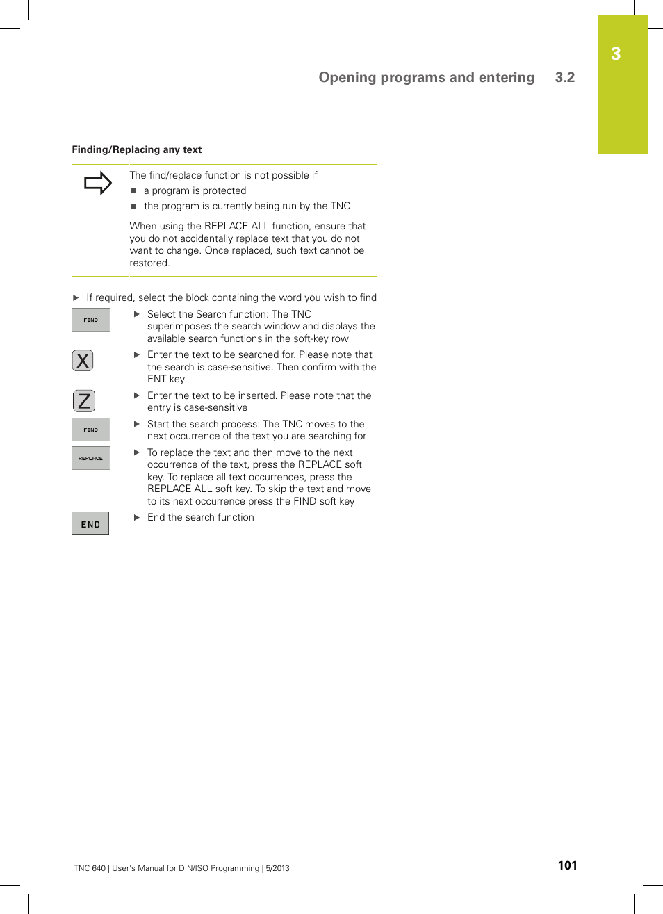 Opening programs and entering 3.2 | HEIDENHAIN TNC 640 (34059x-02) ISO programming User Manual | Page 101 / 620