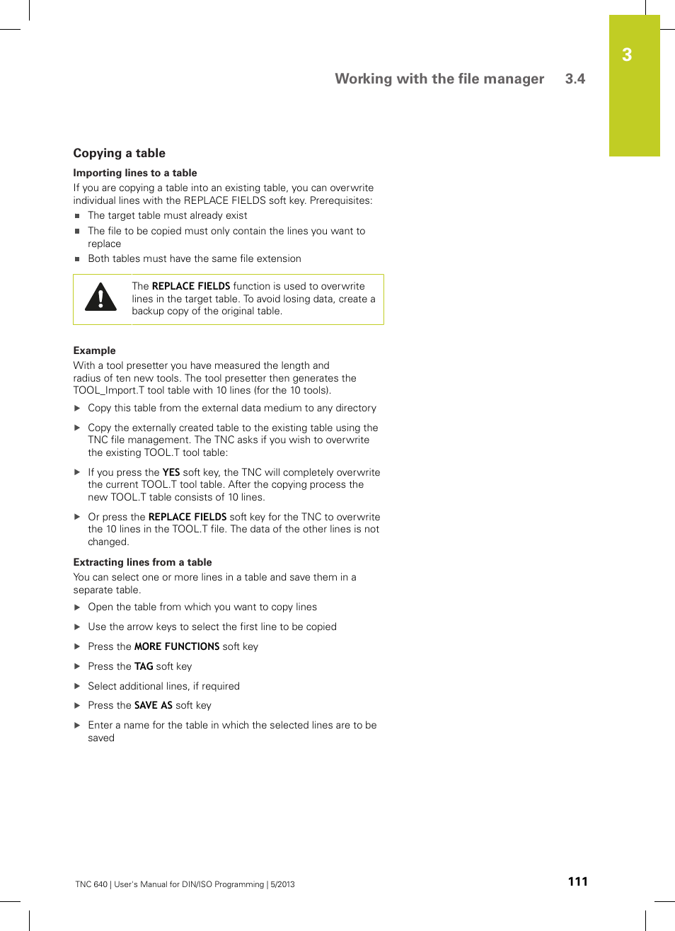Copying a table, Working with the file manager 3.4 | HEIDENHAIN TNC 640 (34059x-02) ISO programming User Manual | Page 111 / 620