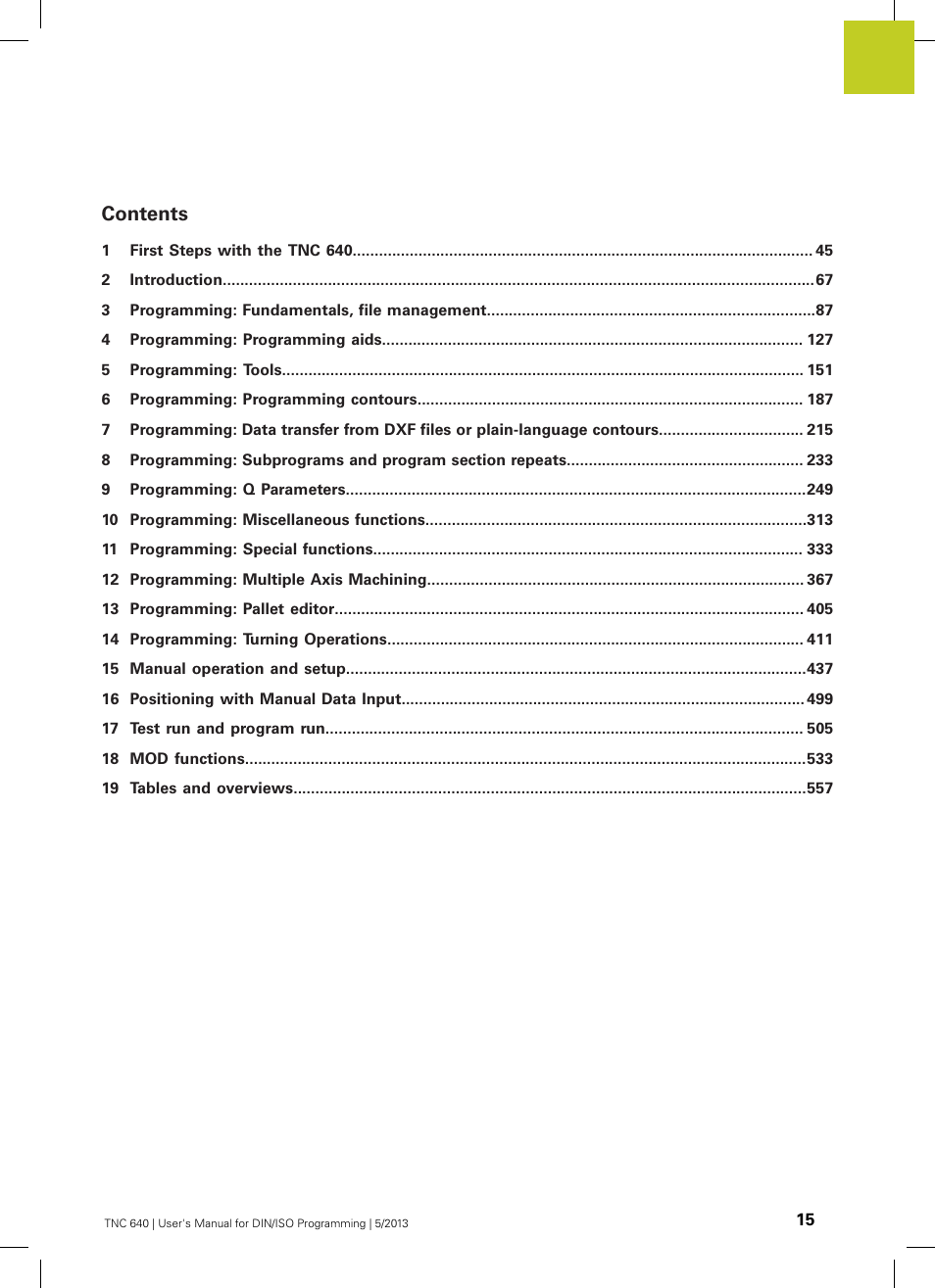 HEIDENHAIN TNC 640 (34059x-02) ISO programming User Manual | Page 15 / 620