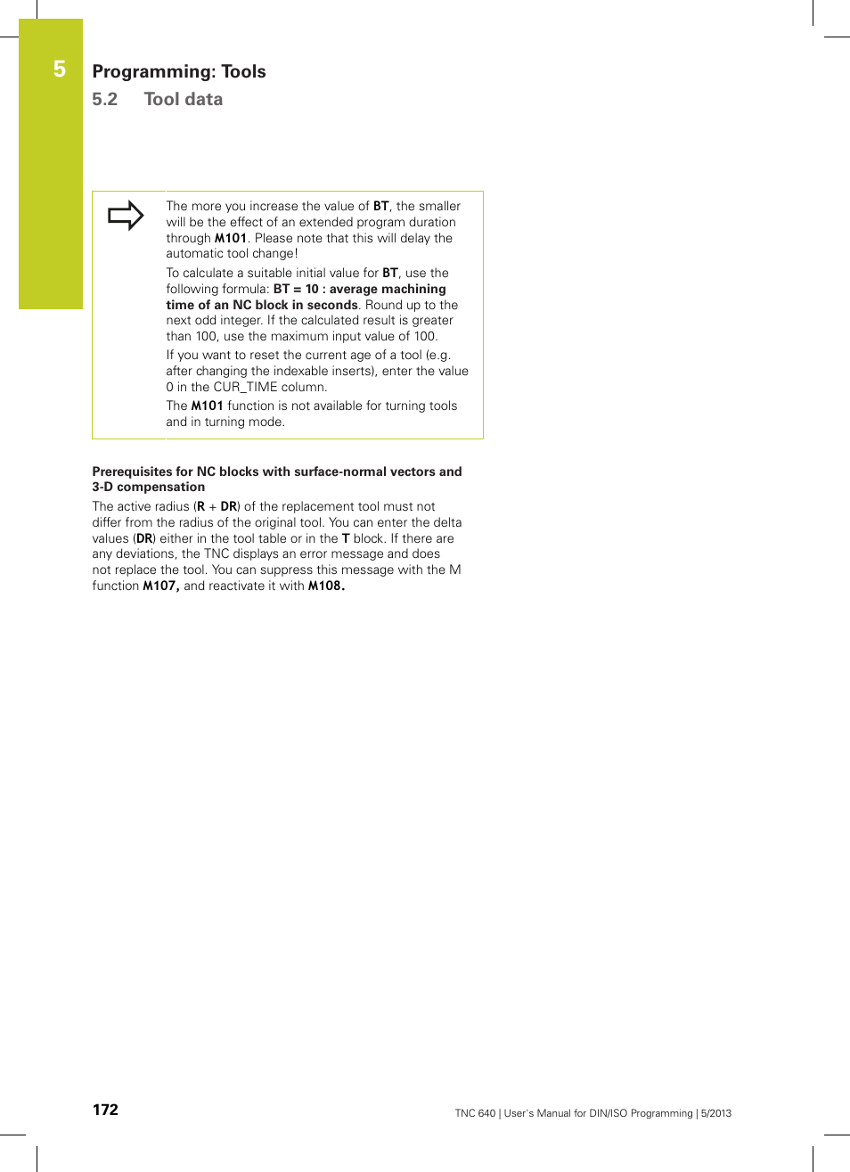 Programming: tools 5.2 tool data | HEIDENHAIN TNC 640 (34059x-02) ISO programming User Manual | Page 172 / 620