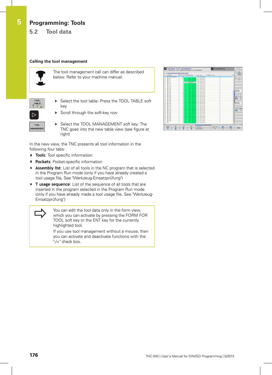 Programming: tools 5.2 tool data | HEIDENHAIN TNC 640 (34059x-02) ISO programming User Manual | Page 176 / 620