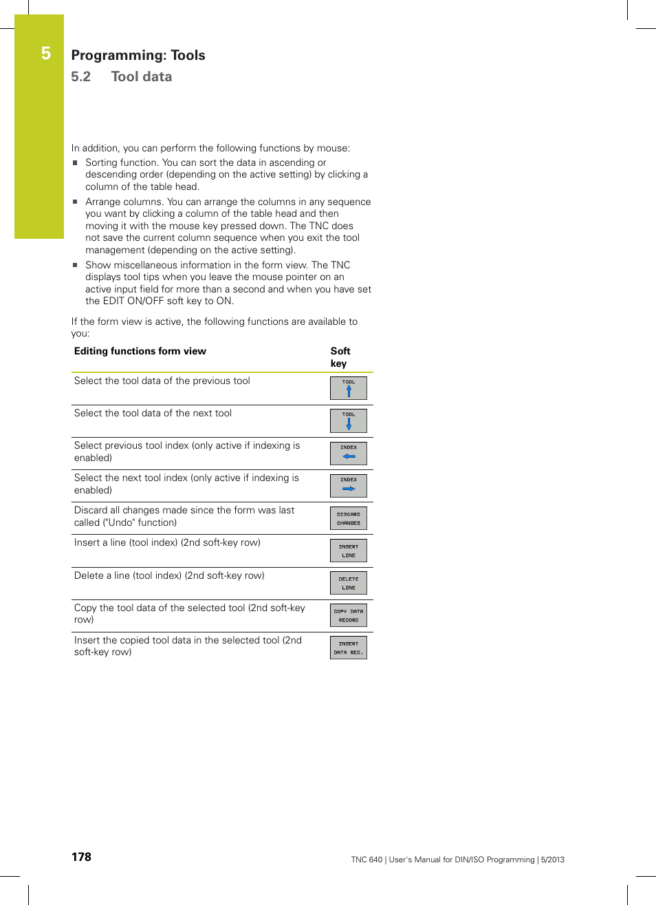 Programming: tools 5.2 tool data | HEIDENHAIN TNC 640 (34059x-02) ISO programming User Manual | Page 178 / 620
