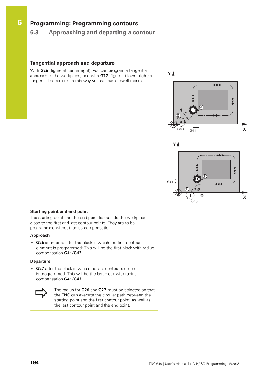 Tangential approach and departure | HEIDENHAIN TNC 640 (34059x-02) ISO programming User Manual | Page 194 / 620
