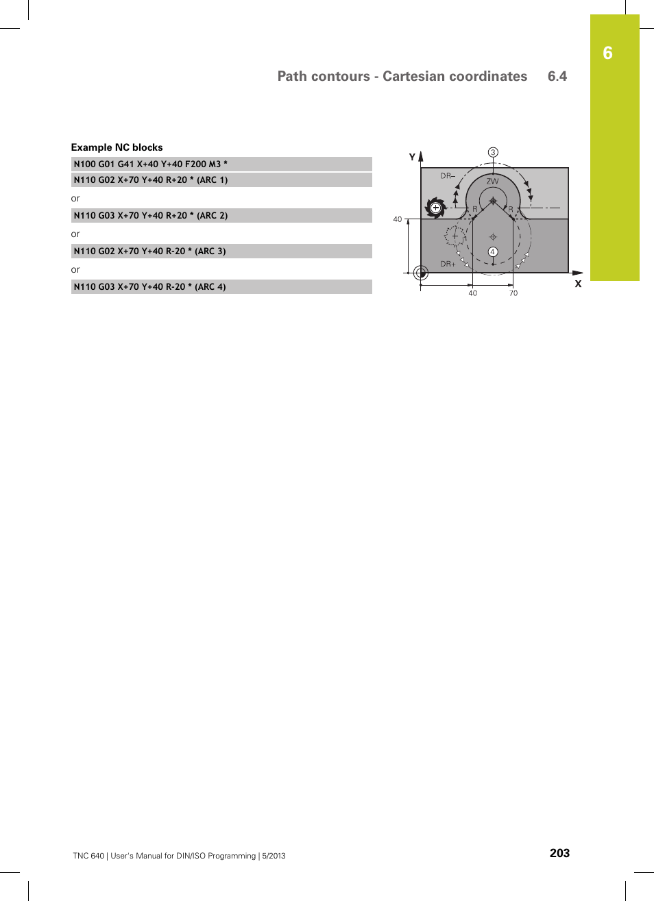 Path contours - cartesian coordinates 6.4 | HEIDENHAIN TNC 640 (34059x-02) ISO programming User Manual | Page 203 / 620