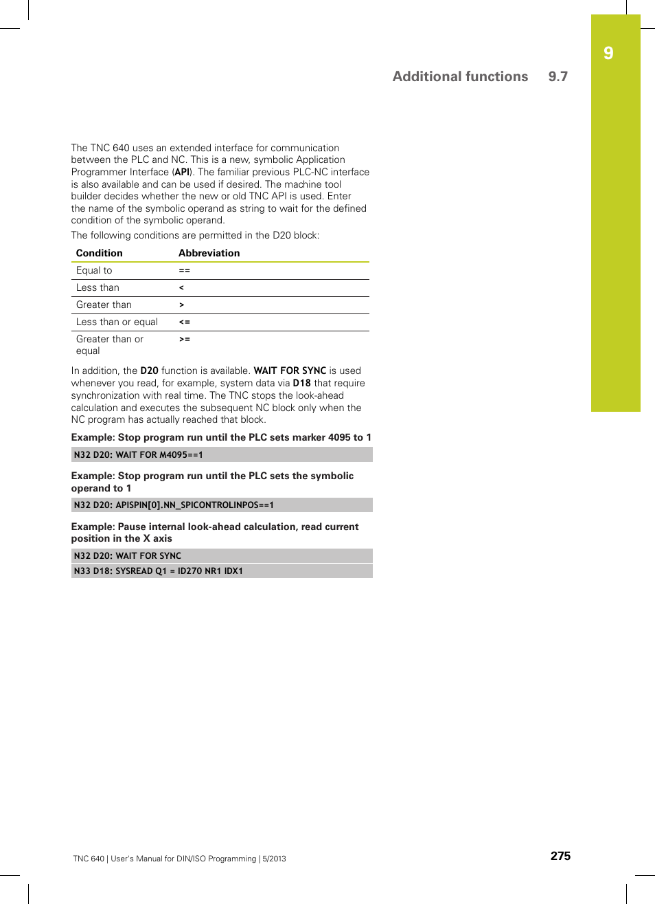 Additional functions 9.7 | HEIDENHAIN TNC 640 (34059x-02) ISO programming User Manual | Page 275 / 620