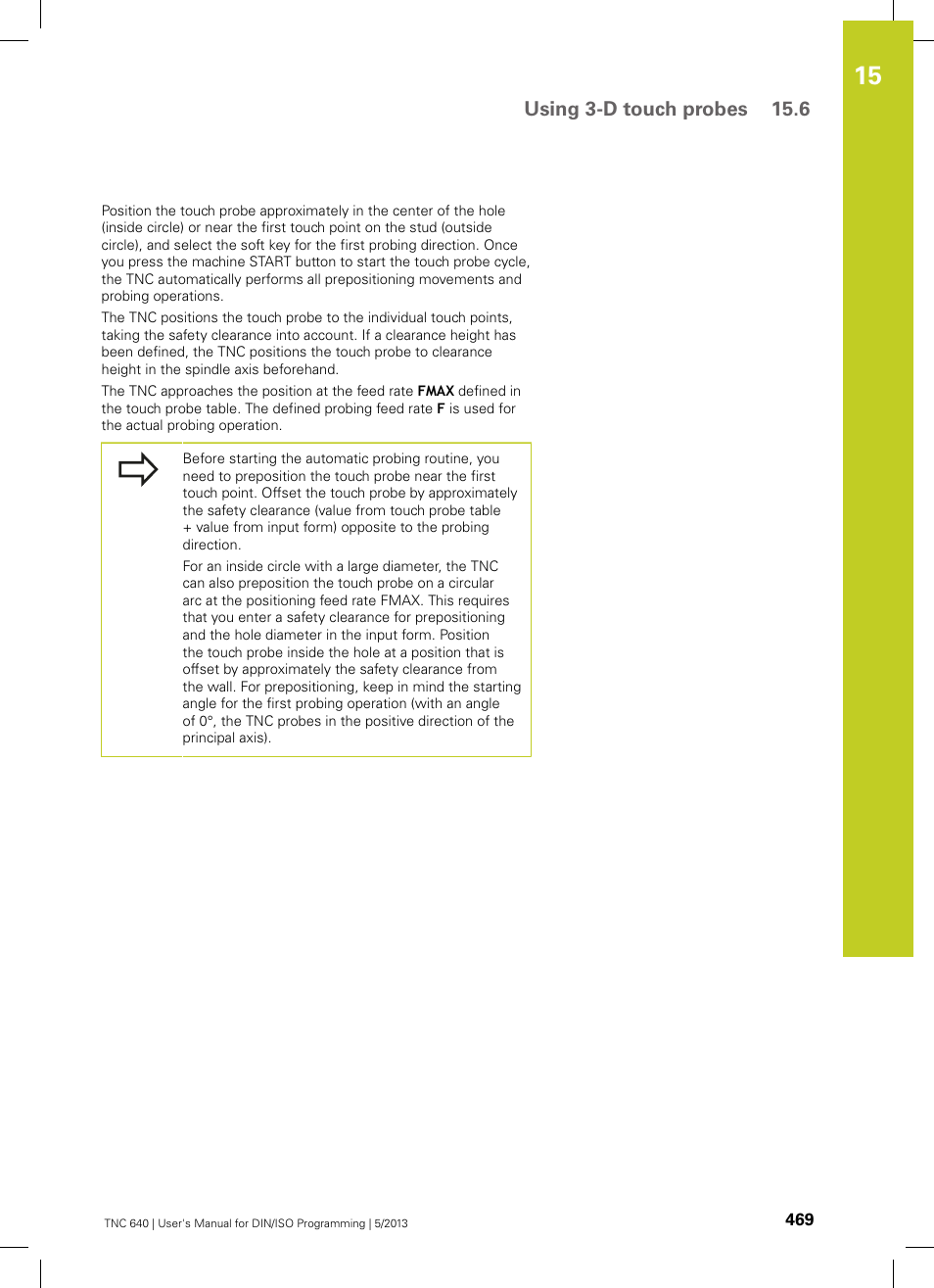 Using 3-d touch probes 15.6 | HEIDENHAIN TNC 640 (34059x-02) ISO programming User Manual | Page 469 / 620
