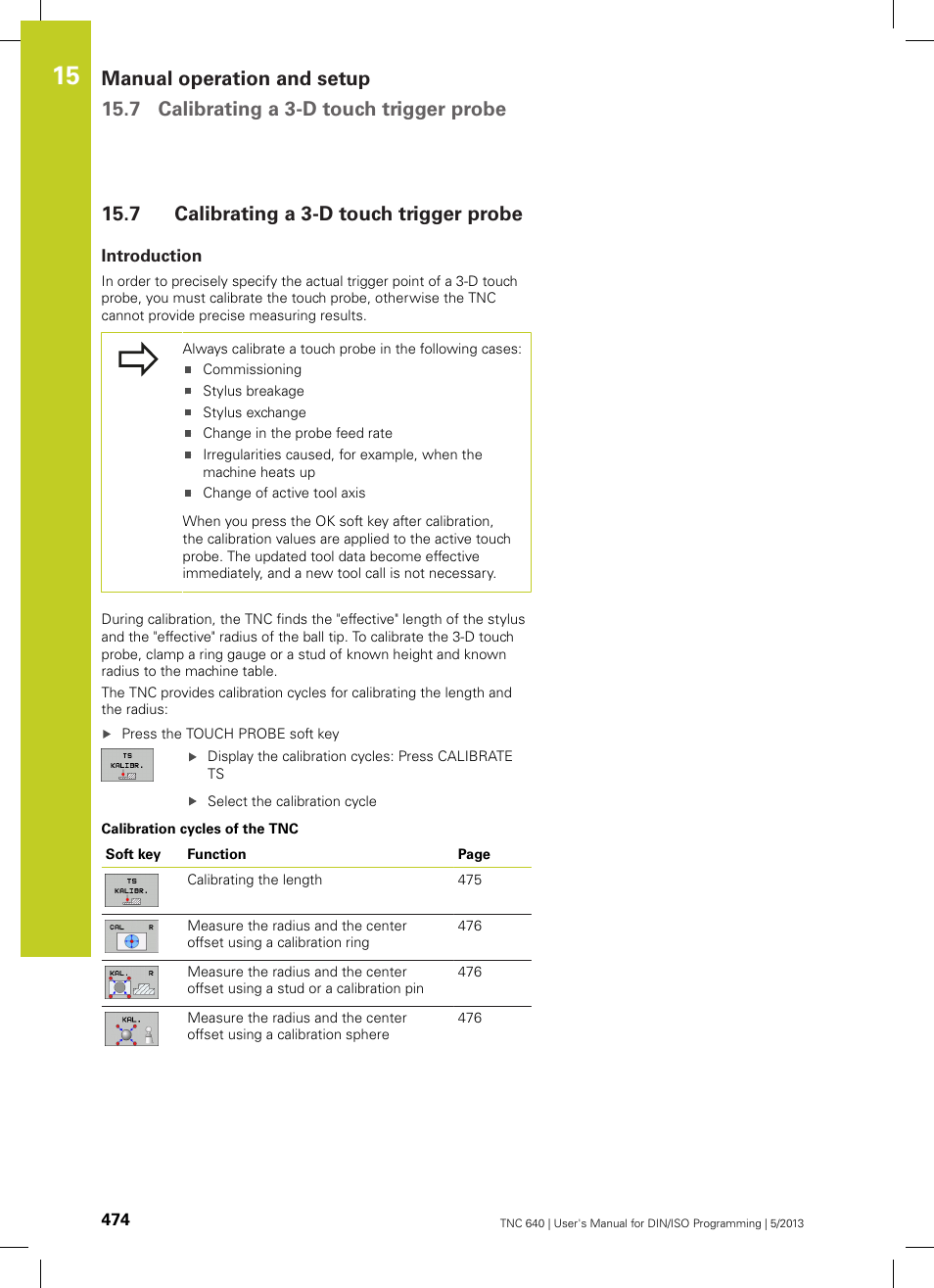 7 calibrating a 3-d touch trigger probe, Introduction, Calibrating a 3-d touch trigger probe | HEIDENHAIN TNC 640 (34059x-02) ISO programming User Manual | Page 474 / 620