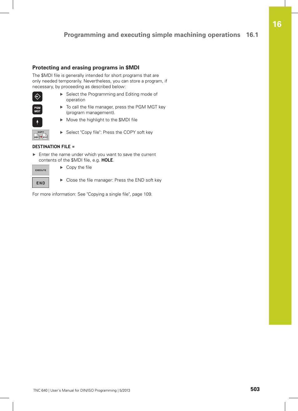 Protecting and erasing programs in $mdi | HEIDENHAIN TNC 640 (34059x-02) ISO programming User Manual | Page 503 / 620