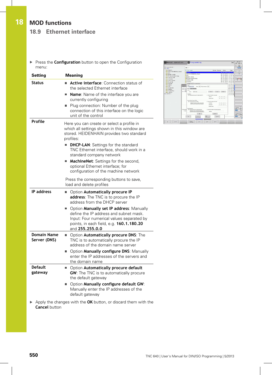 Mod functions 18.9 ethernet interface | HEIDENHAIN TNC 640 (34059x-02) ISO programming User Manual | Page 550 / 620