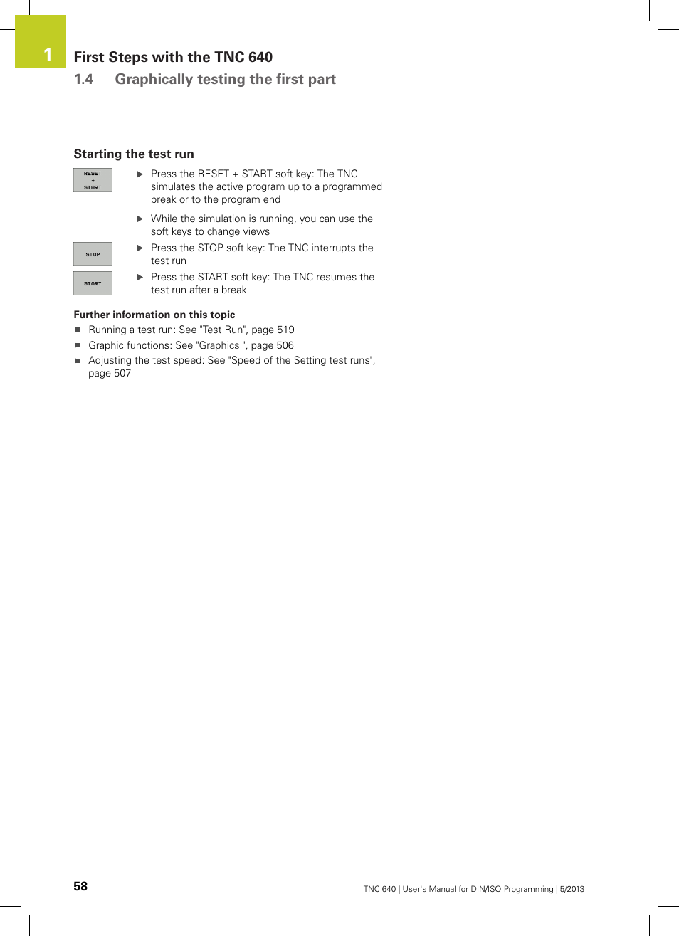 Starting the test run | HEIDENHAIN TNC 640 (34059x-02) ISO programming User Manual | Page 58 / 620
