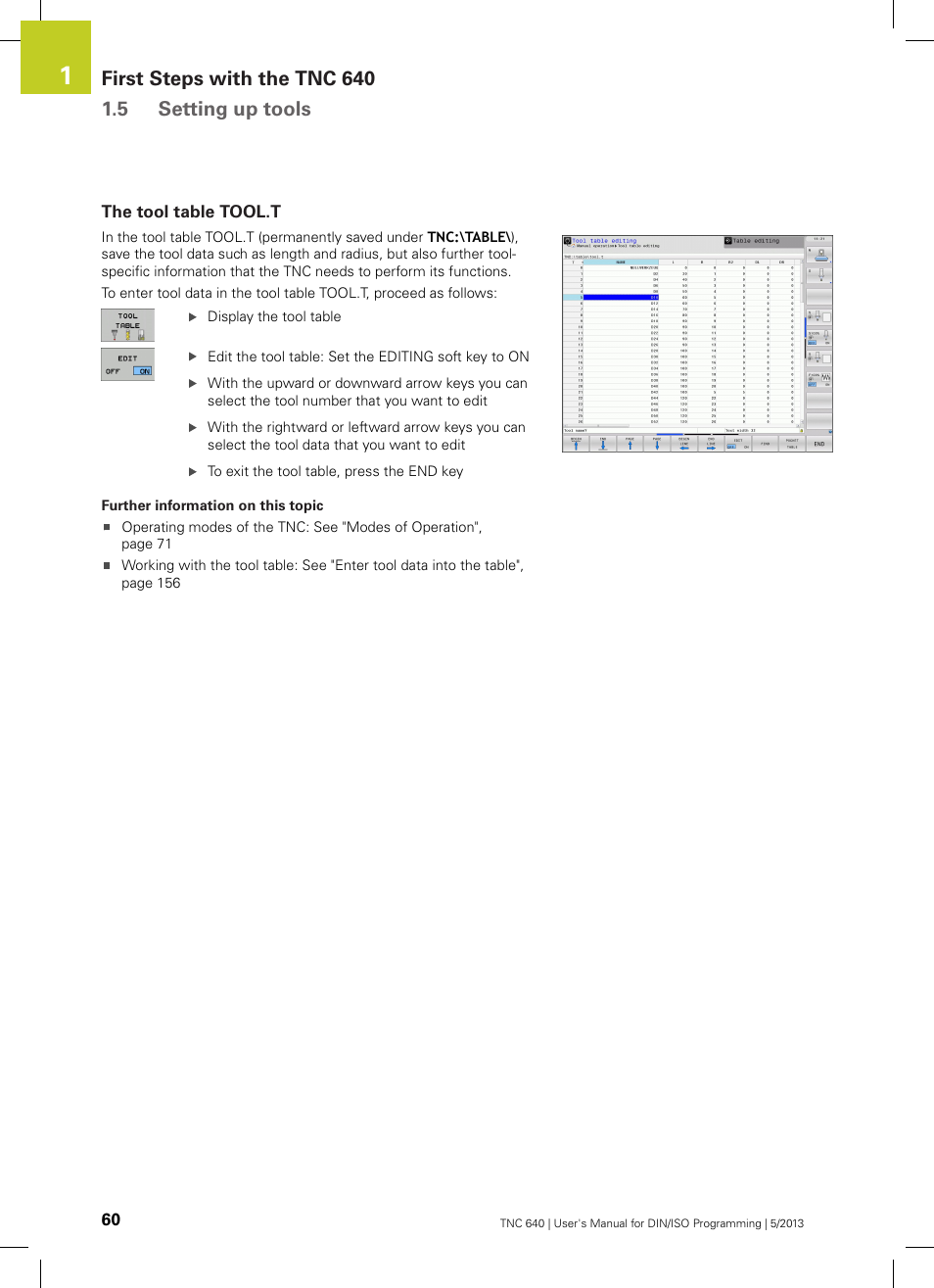 The tool table tool.t | HEIDENHAIN TNC 640 (34059x-02) ISO programming User Manual | Page 60 / 620