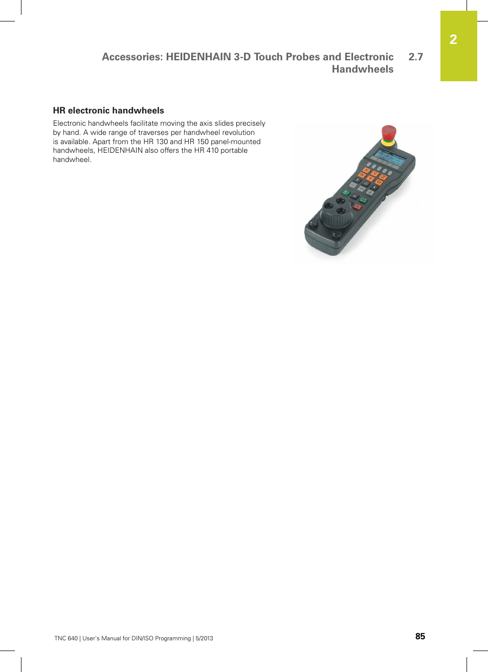 Hr electronic handwheels | HEIDENHAIN TNC 640 (34059x-02) ISO programming User Manual | Page 85 / 620